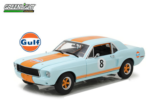 Greenlight 1/18 1967 Ford Mustang Coupe Gulf Oil Light Blue/Oran